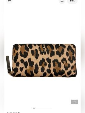 Kate Spade NWT Hyde Lane Leopard Michelle Wallet brown tan and black storybook